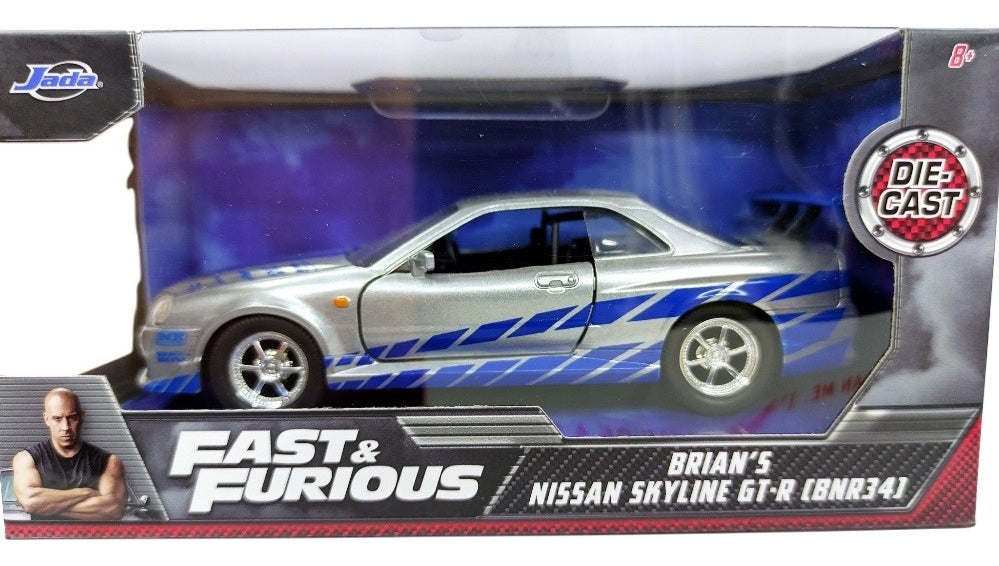 Auto A Escala 1:32 Fast & Furious Brian Nissan Skyline Gt-r Plateado