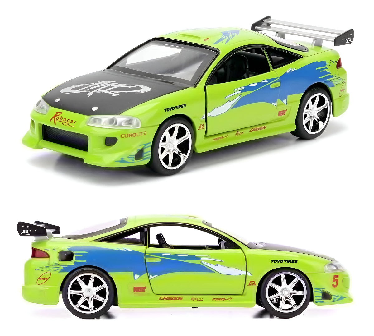 Auto A Escala 1:32 Fast & Furious Brian's Mitsubishi Eclipse Verde