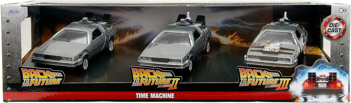 Delorean Metal Escala 1:32 - Volver Al Futuro 1, 2 Y 3 Pack