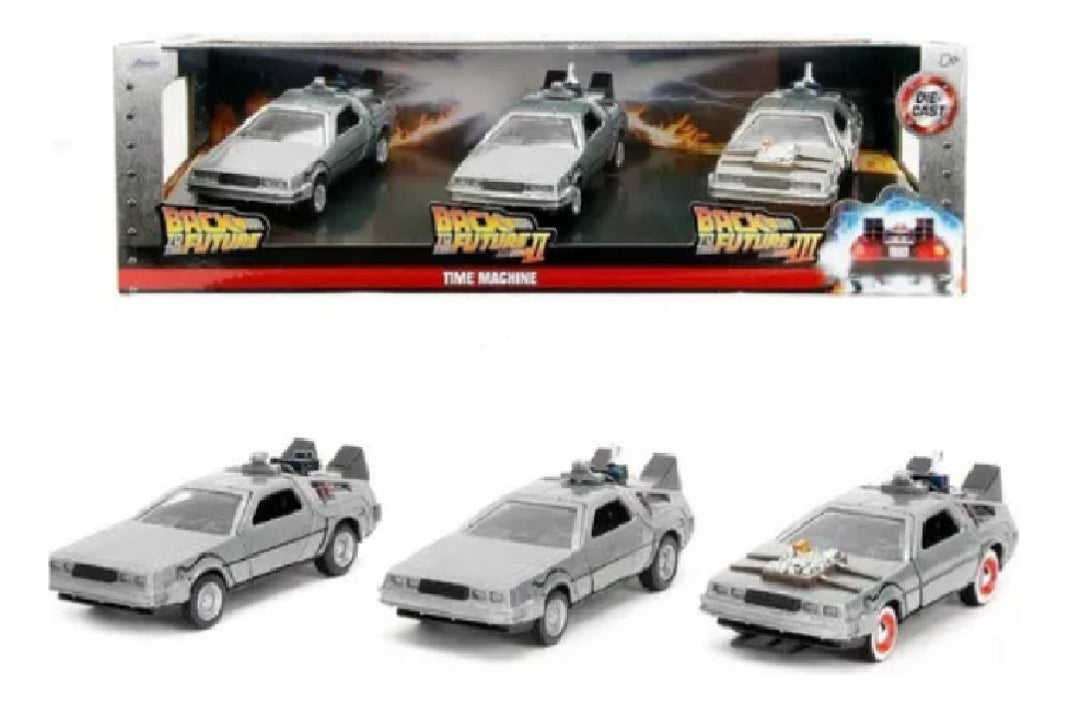 Delorean Metal Escala 1:32 - Volver Al Futuro 1, 2 Y 3 Pack