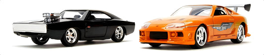 Autos A Escala 1:32 F&f - Dodge Charger Y Toyota Supra Naranja/negro