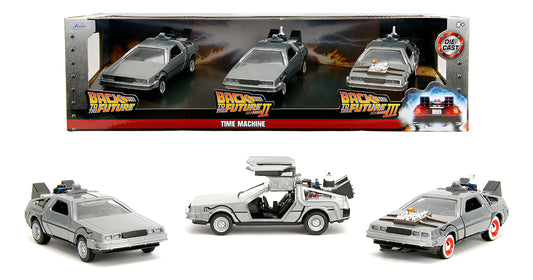 Delorean Metal Escala 1:32 - Volver Al Futuro 1, 2 Y 3 Pack