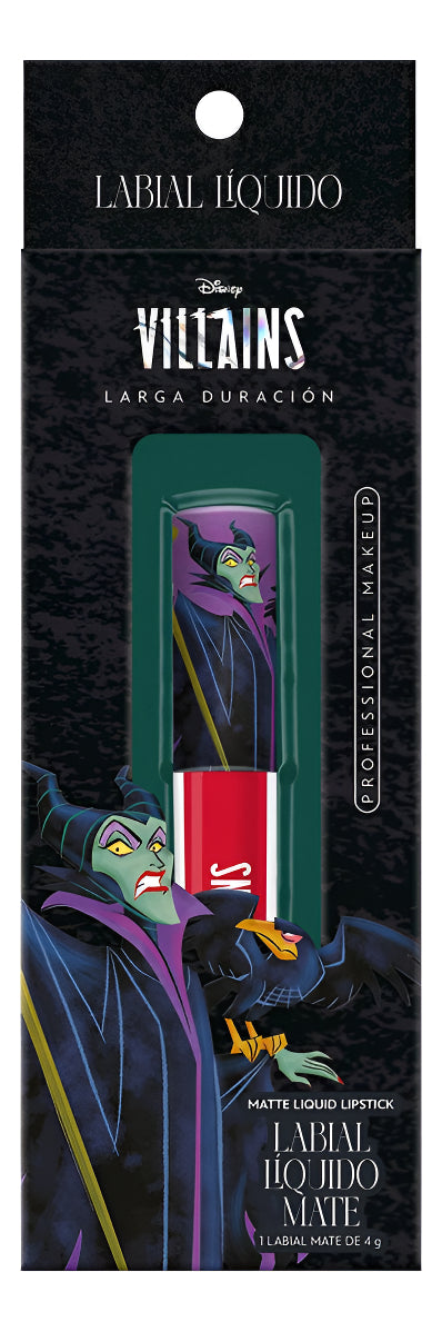 Labial Líquido Mate Rojo Brillante Maléfica Villanas Disney