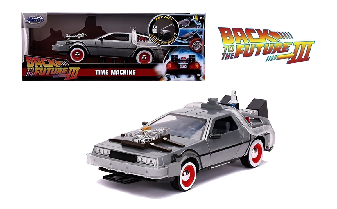 Delorean De Metal A Escala 1:24 - Volver Al Futuro 3 Con Luz Gris