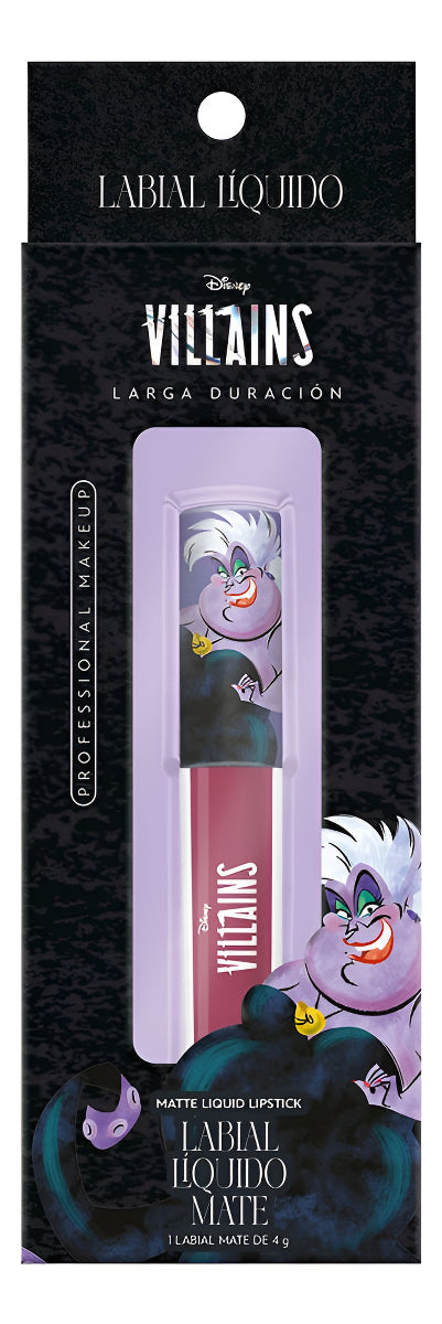 Labial Líquido Mate Rojo Púrpura Úrsula Villanas Disney