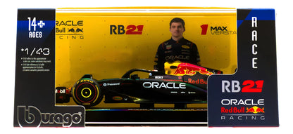 Auto A Escala 1:43 Rb21 C/casco Max Verstappen #1 Exhibidor Azul Oscuro