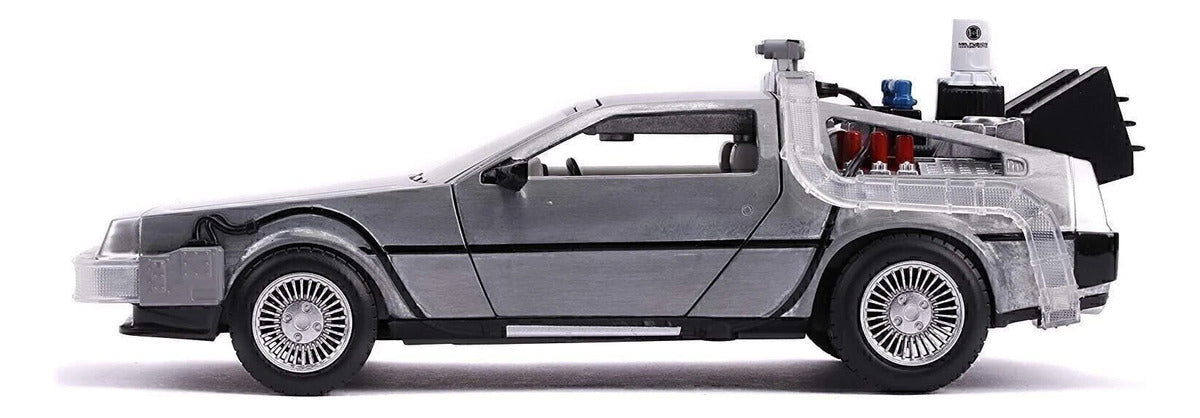 Delorean De Metal A Escala 1:24 - Volver Al Futuro 2 Con Luz Silver