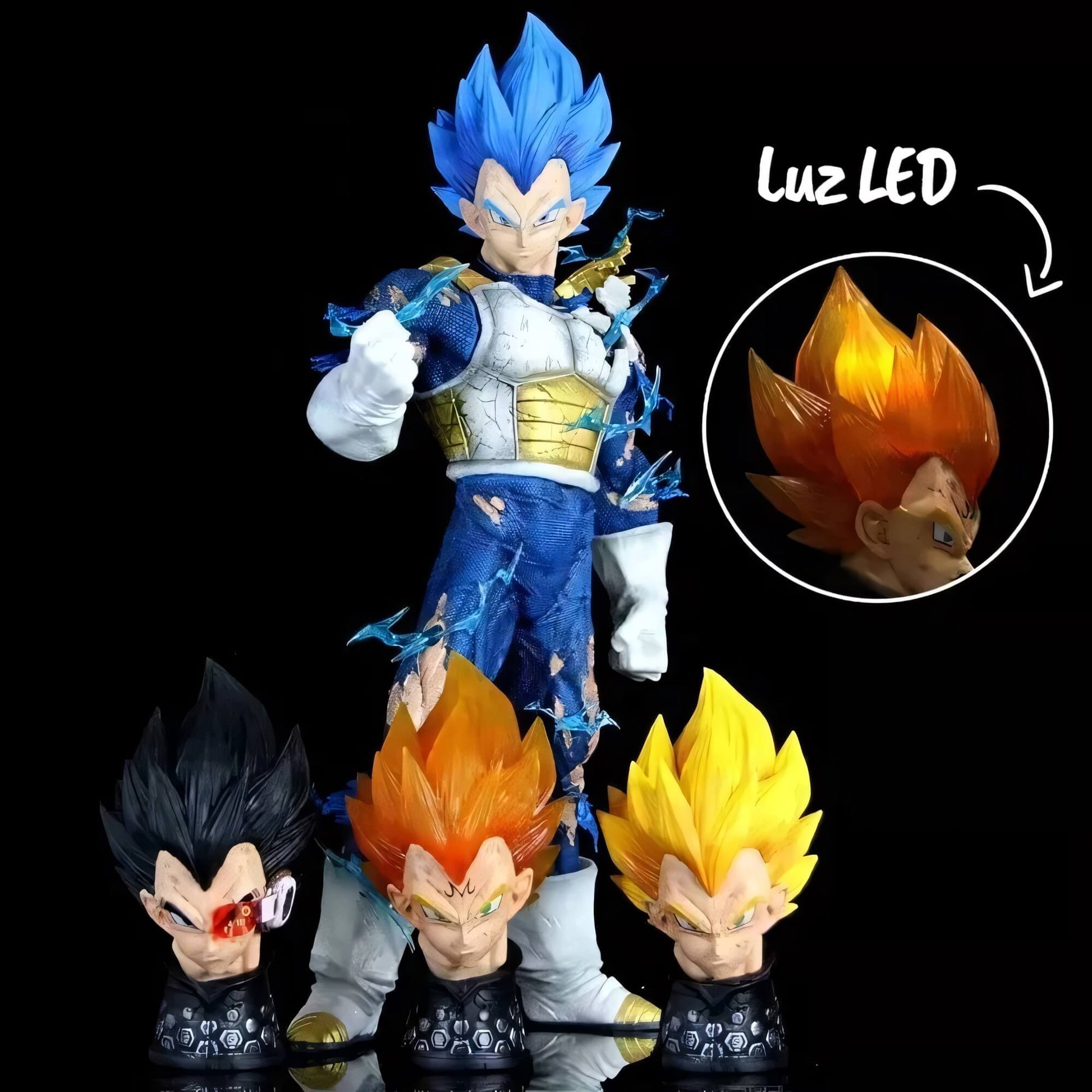 Figura De Acción Dbz Cabezas Intercambiables Led - Vegeta - Koh Darshan