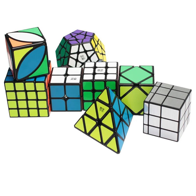 Paquete de Cubos QiYi Speedcube 8 piezas - 2x2, 3x3, 4x4, Mirror, Skewb, Pyraminx, Megaminx - Koh Darshan