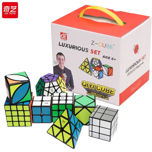 Paquete de Cubos QiYi Speedcube 8 piezas - 2x2, 3x3, 4x4, Mirror, Skewb, Pyraminx, Megaminx - Koh Darshan